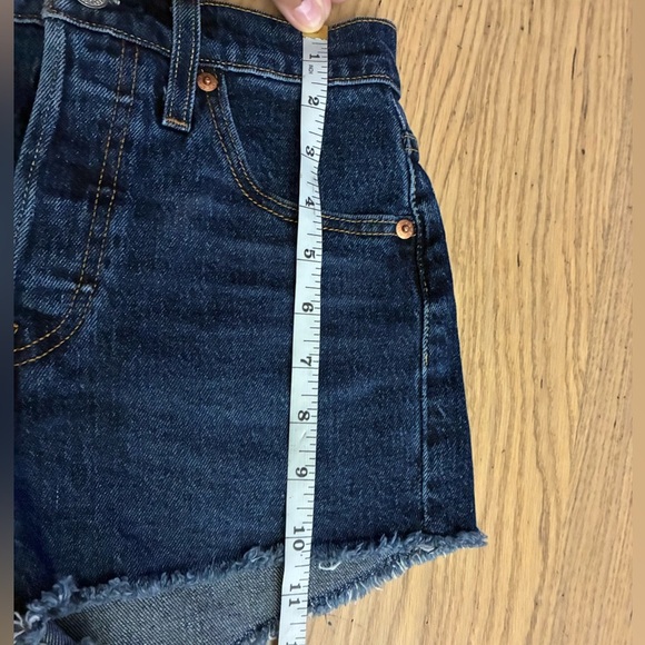 LEVI'S WOMEN'S ORIGINAL 501 HIGH RISE DARK BLUE JEAN SHORT 23 - Picture 15 of 16